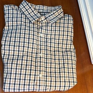 GAP Men's Plaid Shirt - Navy and Beige XL